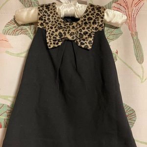 Tahari 12mo set! Peacoat, dress, and diaper cover 🖤🤎 black and leopard print
